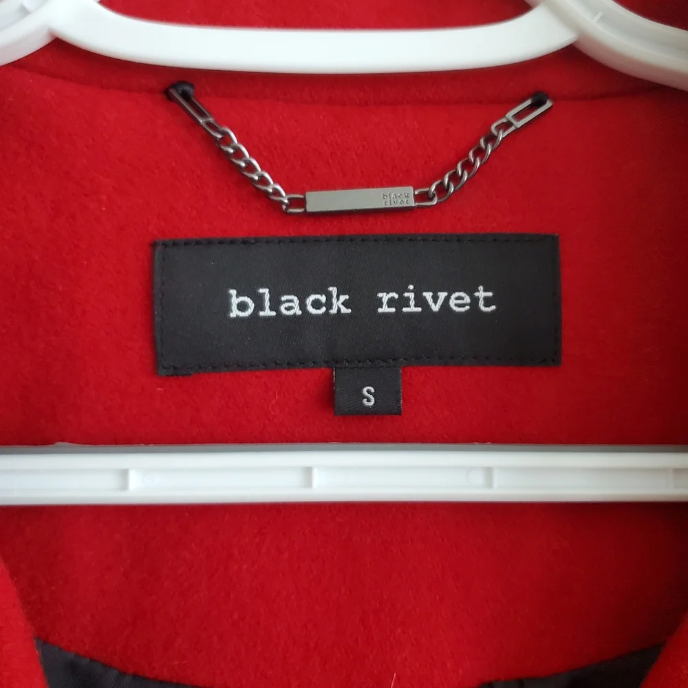 Black Rivet Women's Wool‎ Blend Button Up Peacoat in Red Size S - Picture 3 of 7